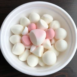 white pink unjustifiable food chunks in styrofoam bowl,