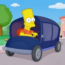 bart simpson driving a hearse