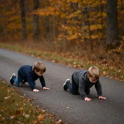 brothers in the night. they are crawling into the morning. realistic. beautiful. autumnal colours