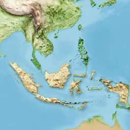 ultra realistic geographical map of indonesia
