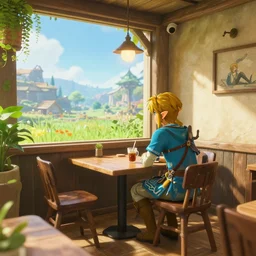 A Cafe in The Legend of Zelda Breath of the Wild, ultra, highly detailed, 4k quality photo