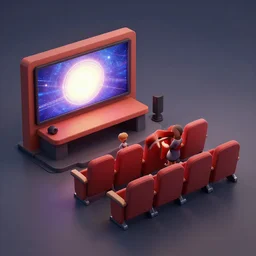 movie theater, isometric 3 d render by chris labrooy, artstation, photorealism, rendered in unreal engine, artstation hq, physically based rendering