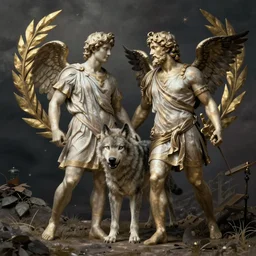 Romulus and Remus with a She Wolf