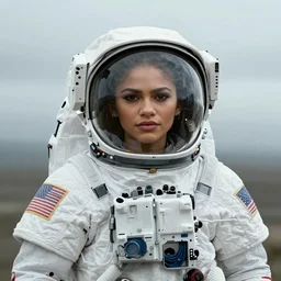 portrait of Zendaya as an astronaut character in the style of Death Stranding by Yoji Shinkawa and Ashley Wood