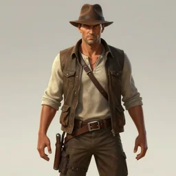 a concept art of the Indiana Jones and the Fate of Atlantis videogame. By Craig Mullins and Ralph Mcquarrie