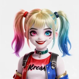 lofi biopunk cyberpunk portrait of harley quinn, Pixar style, by Tristan Eaton Stanley Artgerm and Tom Bagshaw.