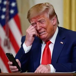 Donald Trump crying because he dropped his phone