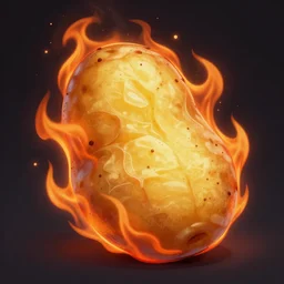 Flaming potato, 8k, extremely detailed, vibrant, stunning digital art, trending on artstation, professional