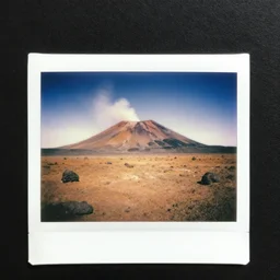 1 9 5 0 s polaroid photo of a volcano on mars