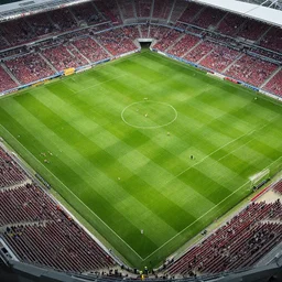 aerial view of a soccer match