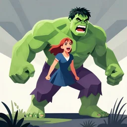 emma watson screaming as the hulk, clean cel shaded vector art. shutterstock. behance hd by lois van baarle, artgerm, helen huang, by makoto shinkai and ilya kuvshinov, rossdraws, illustration
