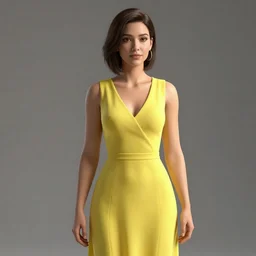 woman wearing a yellow dress, 4 k cinematic octane render