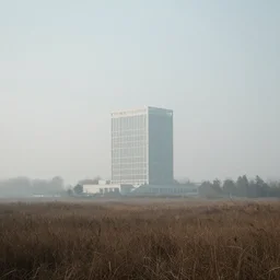 a building in a landscape, elusive