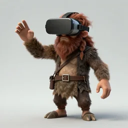caveman wearing vr goggles, concept art