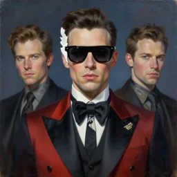 portrait of a handsome man dressed in a designed custom by karl lagerfeld, head shoot, art by alex heywood and gaston bussiere, albert lynch, fantasy art, reimagined by industrial light and magic, oil on canvas, hd