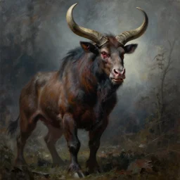 highly detailed sharp focus extremely realistic horrifying scared 3 / 4 portrait oilpainting of minotaur lady in style of michael hussar 8 k