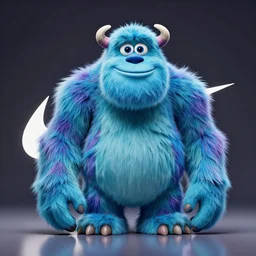 nike fluffy monster made of very fluffy blue faux fur placed on reflective surface, nike logo, professional advertising, overhead lighting, heavy detail, realistic by nate vanhook, mark miner