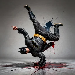 batman breakdancing, splatter paint
