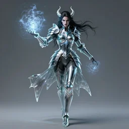 a portrait of a evil lady in glass armor releasing spell, full height, moving forward, concept art, trending on artstation, highly detailed, intricate, sharp focus, digital art, 8 k