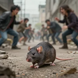 a rat scaring people in the end of the world