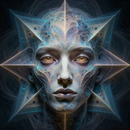 symmetry!! staring at the face of god, dmt entity, psychedelic fractals, geometry, trippy, very detailed, perfect lighting, perfect composition, 4 k, artgerm, derek zabrocki, greg rutkowski