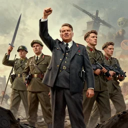 a beautiful digital vintage artwork of marshal josip broz tito victory in world war 2 by artgerm, tooth wu, dan mumford, beeple, wlop, rossdraws, james jean, marc simonetti. intricate, epic lighting, cinematic composition, hyper realistic, 8 k resolution, unreal engine 5