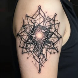 Masterpiece neural network tattoo design, line art