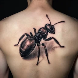 tattoo of an ant on the back realistic high detail 4 k