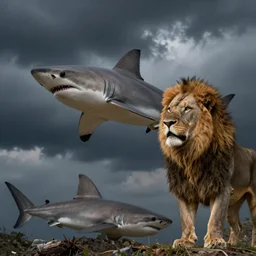 photo of a shark crossed with a lion