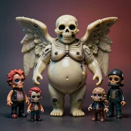 vintage smooth fat eldritch bone angel of death : : by mark ryden, lisa frank, marion peck, esao andrews : : shiny, wet, action figure, sofubi, collectable figurine : : studio lighting, colored gels, colored background : : kodak portra 5 0 0, wetplate, flashlight, muted colours, shallow dof
