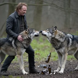 liam neeson fighting wolves with broken beer bottles