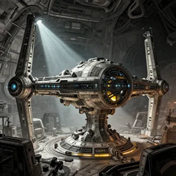 Borderlands 2 Hyperion Space Station , Dynamic lighting, cinematic, extremely high detail, photo realistic, cinematic lighting, pen and ink, intricate line drawings, post processed, concept art, artstation, matte painting, style by, Q Hayashida