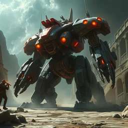 wide angle shot, fantasy mecha, dynamic lighting, cinematic, establishing shot, extremely high detail, foto realistic, cinematic lighting, intricate line drawings, post processed, concept art, artstation, matte painting, style by raphael lacoste, eddie mendoza