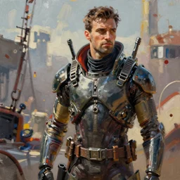 blade runner dieselpunk, cinematic shot, oil painting by jama jurabaev, extremely detailed, brush hard, artstation, for aaa game, high quality, brush stroke