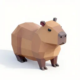low polygon render of a capybara on a white backround, isometric 3 d, ultra hd