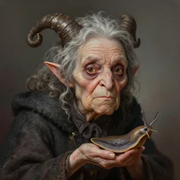 character concept portrait, old hag with a pet slug, digital painting, detailed, highly detailed, smooth, sharp focus, illustration by ruan jia and mandy jurgens and william - adolphe bouguereau, artgerm