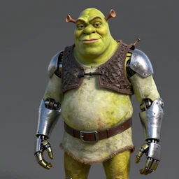 shrek as humanoid robot made of steel, unreal engine 5, ray tracing, extremely detailed, 8 k