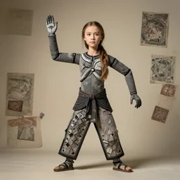 greta thunberg as wayang kulit, studio lighting, random wall or scenery background