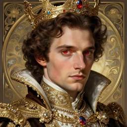 Henry Cavill as a victorian King, detailed Red eyes, cute, fantasy, intricate, elegant, highly detailed, digital painting, 4k, HDR, concept art, detailed jewelry, smooth, sharp focus, illustration, art by Artgerm, H R Giger and Alphonse Mucha