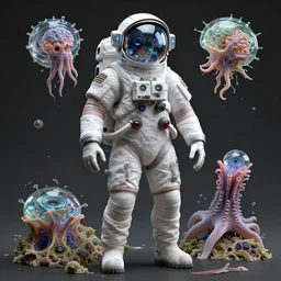 astronaut suit made of xeno gekko feet, artificia, cybernetic eyes, nudibranch, gelatin brainsvortices micro water, gelatinosis glass, the lush fluox symbiosis crustal ayere domni, and futurism, by peter mohrbacher and mullins, octane render, gekkolings, phantastica