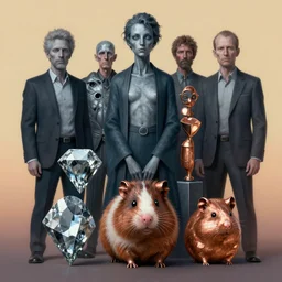 full mix potrait of a genetic combination between diamond & iron & bronze & copper & hamster, zdzislaw beksinski, lewis jones, dariusz zawadzki, wayne barlow, cold hue's, warm tone gradient background, concept art