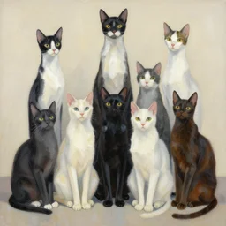 artwork of really tall sitting cats by anato finnstark, by karol bak, thick brush, 4 k resolution