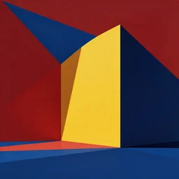 geometric abstraction in red, yellow, and blue