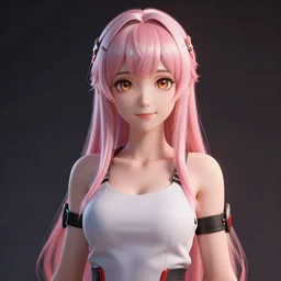 Zero Two render as a very beautiful 3d anime girl, hot petite, hazel eyes, full round face, short smile, cinematic lightning, medium shot, mid-shot, highly detailed, trending on Artstation, Unreal Engine 4k, cinematic wallpaper