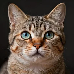 portrait of a cat with extremely large eyes