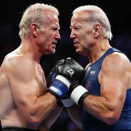joe rogan knocks out joe biden in street fight, detailed facial expressions, hyper detailed
