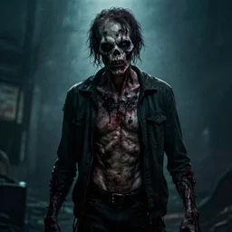 movie poster, slenderman zombie, photorealistic, composition, cinematic lighting