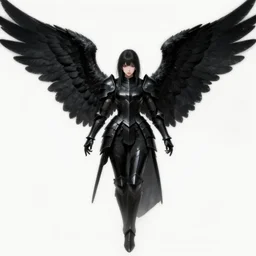 portrait of an angel in heaven, female, huge black symmetric wings, obsidian black heavy armor, balance, by artgerm, rossdraws, sakimichan, digital illustration, chiaroscuro