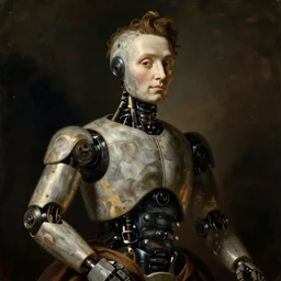baroque painting portrait of a robot by caravaggio in the style of greg rutkowski