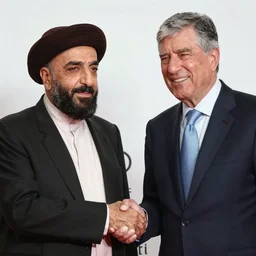 saddam hussain with george bush, realistic, award winning, photography,